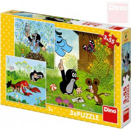 DINO Puzzle 3x55 dlk Krtek a kalhotky (Krteek) 18x18cm skldaka 3v1 - zvtit obrzek