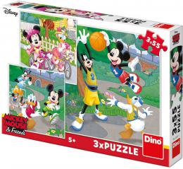 DINO Puzzle 3x55 dlk Mickey a Minnie sportovci 18x18cm skldaka 3v1