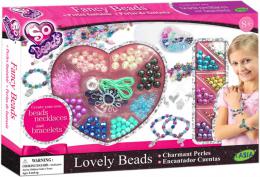 SO BEADS Korálky barevné perly navlékací set s provázky v krabici