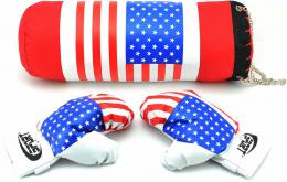 Boxersk dtsk set pytel boxovac + rukavice 1 pr potisk vlajka USA v sce - zvtit obrzek