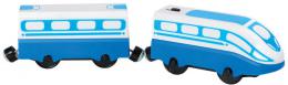BINO Vlak osobn vysokorychlostn modr Thomas set mainka s vagonem na baterie - zvtit obrzek