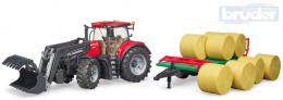 BRUDER 03198 Set traktor CASE IH Optum 300 CVX + eln naklada a pepravnk balk - zvtit obrzek