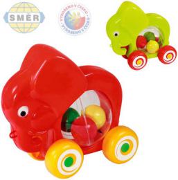 SMÌR Slon baby jezdící s míèky tahací 2 barvy PLAST
