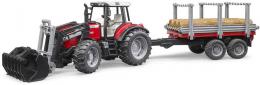 BRUDER 02046 (2046) Set traktor naklada Massey Ferguson 7480 + pepravnk s kldami - zvtit obrzek