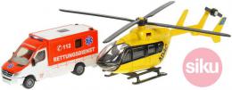 SIKU Zchrani set sanitka Mercedes sprinter + vrtulnk Eurocopter EC 145 kov - zvtit obrzek