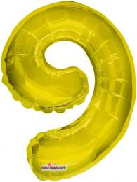 Party balonek nafukovac 35cm slice 9 zlat mal foliov plnn vzduchem - zvtit obrzek