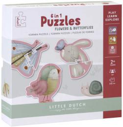 LITTLE DUTCH Baby Puzzle 6v1 Kvìtiny a motýli 3-5 dílkù skládaèka