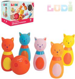 LUDI Hra baby bowling koèièky set 5 soft kuželek s koulí plast pro miminko