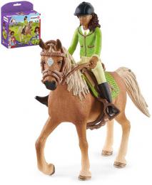 SCHLEICH Sarah na koni figurka ruènì malovaná herní set s doplòky plast