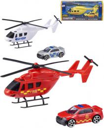 Teamsterz auto kovové herní set s vrtulníkem záchranné složky 3 druhy