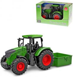 Traktor zelen 28cm set se sklpkou voln chod plast v krabici - zvtit obrzek
