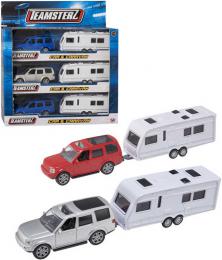 Teamsterz set auto tern jeep + karavan 3 barvy v krabice