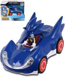 Závodní autíèko modré 14cm set s figurkou ježek Sonic zpìtný chod plast