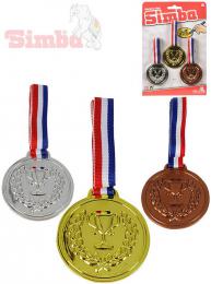 SIMBA Dìtská medaile 6cm trikolora set 3 ks na kartì plast