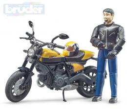 BRUDER 63053 Motocykl Ducati Scrambler Full Throttle set s figurkou motorke - zvtit obrzek