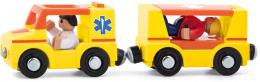 WOODY DØEVO Auto ambulance set s vagonkem a 4 figurkami doplnìk k vláèkodráze