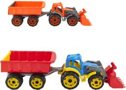 Traktor barevn bagr s vlekem a lc na psek 2 barvy plast v sce - zvtit obrzek