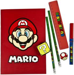 Školní potøeby Super Mario 7ks set s blokem A5 v plastovém pouzdøe