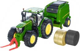 SIKU Farmer Traktor John Deere + balíkovaèka 1:32 set s balíky a figurkou 3838
