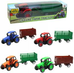 Traktor zemdlsk 9cm set s vlekou 4 druhy v krabici plast - zvtit obrzek
