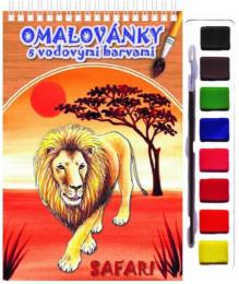 AKIM Omalovnky set s barvami a ttcem Zvtka Safari - zvtit obrzek