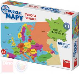 DINO Puzzle Mapa Evropy 69 dlk stty a hlavn msta 66x47cm skldaka - zvtit obrzek