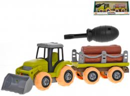 Traktor s vlekou montn roubovac set s nstrojem a kldami deva voln chod - zvtit obrzek