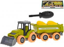 Traktor s vlekou montn roubovac set s nstrojem a kukuic voln chod - zvtit obrzek