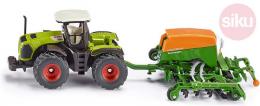 SIKU Set Traktor zelený Claas Xerion + secí pøívìs 1:87 model kov 1826
