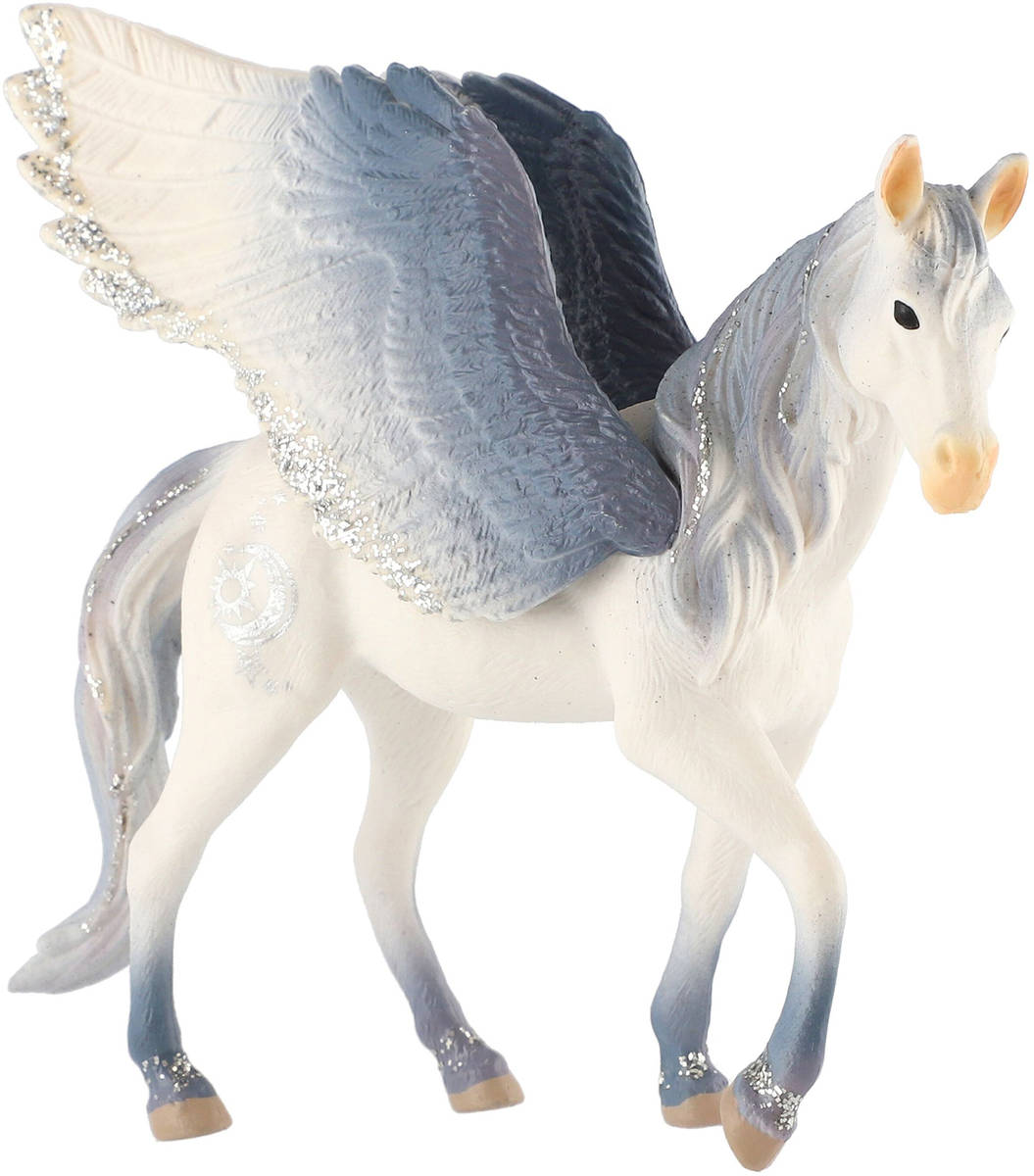 Kůň s křídly bílo-šedý 14cm pegas Zooted plast v sáčku