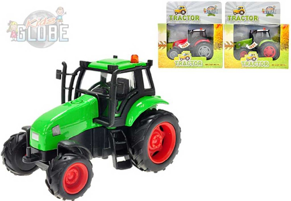 Fotografie KIDS GLOBE Traktor kovový 12 cm světlo zvuk na setrvačník 3 barvy Kids Globe A46:179410