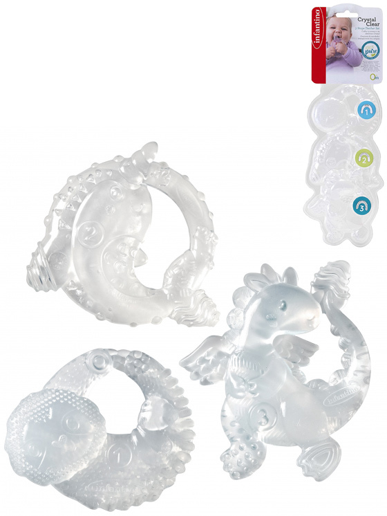 Fotografie INFANTINO Baby kousátko 3ks 3 stádia prořezávání zoubků silikon pro miminko Infantino