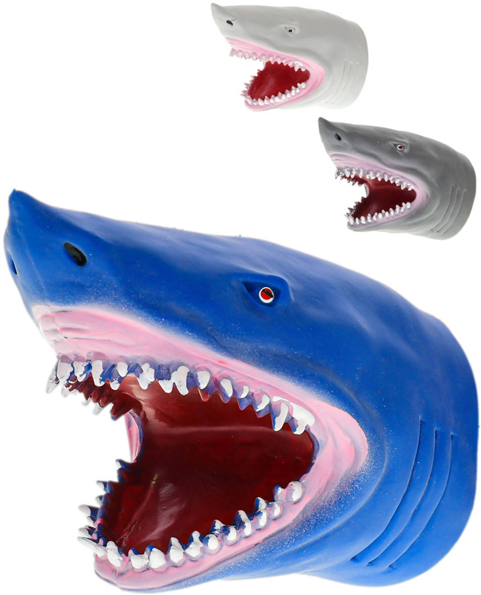 Fotografie Žralok otevřená tlama 14cm maňásek plastový na ruku 3 barvy