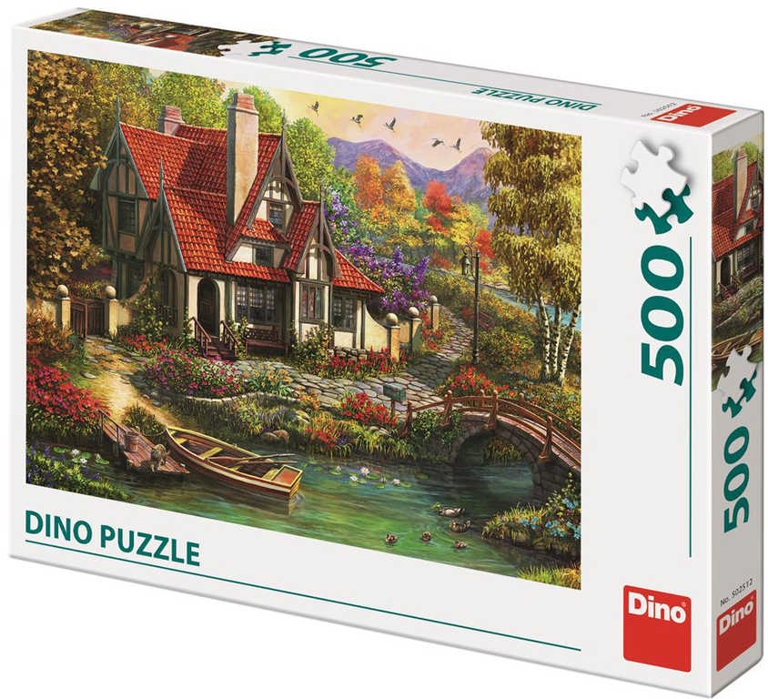 DINO Puzzle 500 dílků Chata u jezera obraz 47x33cm skládačka