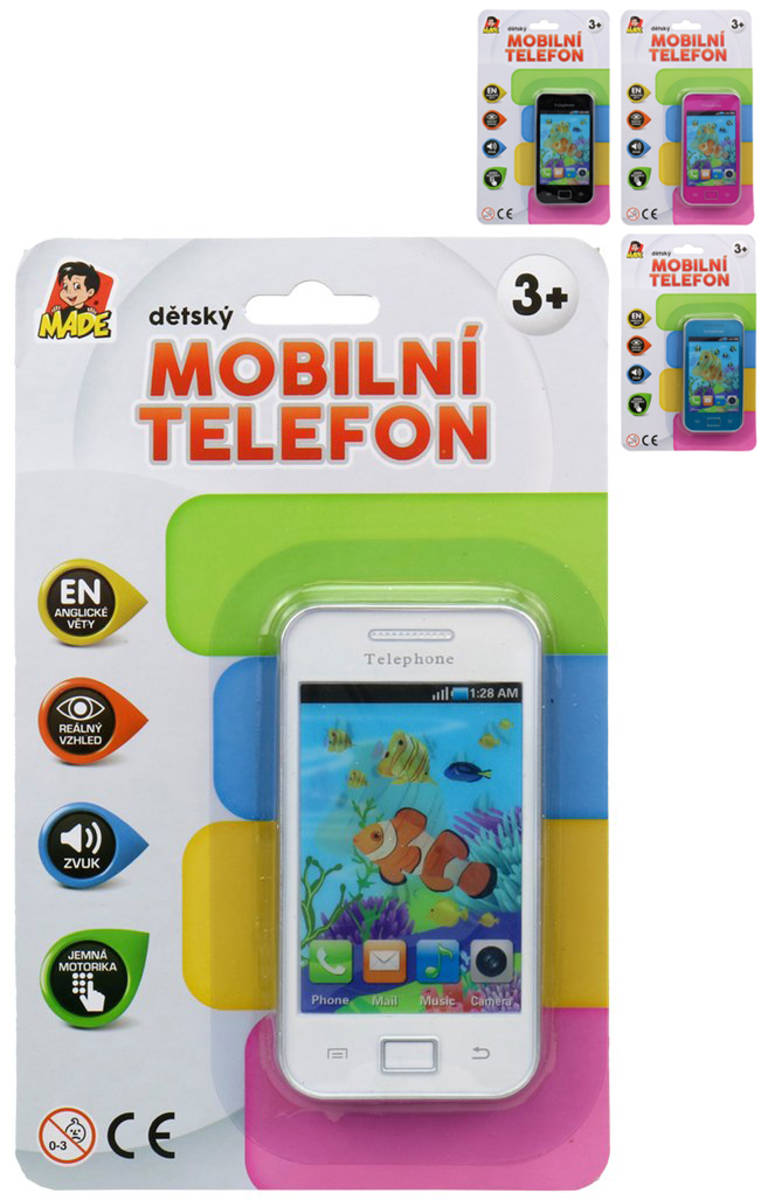 Fotografie Telefon dětský mobilní 11cm smartphone na baterie 4 druhy Zvuk AJ