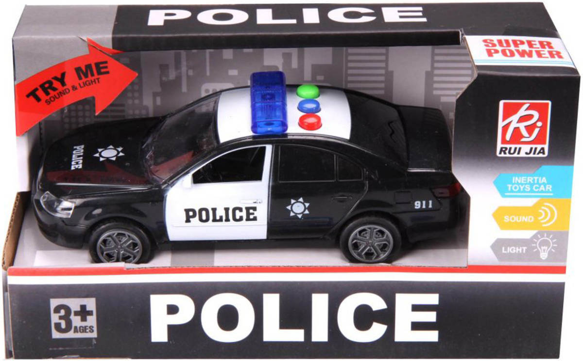 Fotografie Auto policie černé na baterie Světlo Zvuk v krabici plast