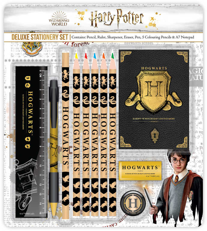Fotografie Školní set Deluxe Harry Potter Bradavice psací potřeby s doplňky 11ks