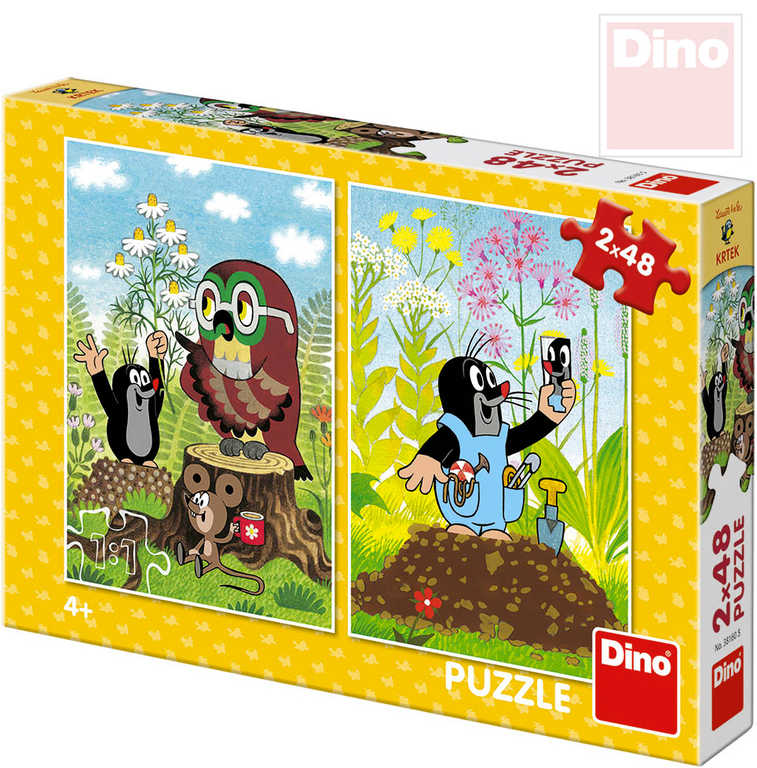 DINO Puzzle 2x48 dílků Krtek na mýtině (Krteček) 18x26,5cm skládačka 2v1
