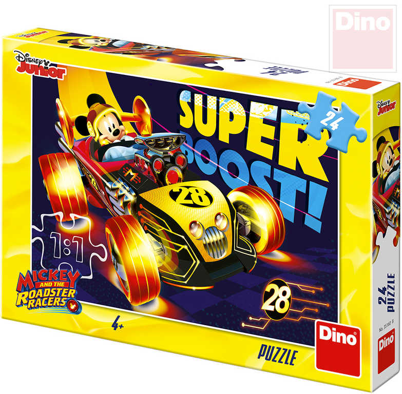 Fotografie DINO Puzzle 24 dílků Mickey Mouse na závodě 26x18cm skládačka v krabici Dino