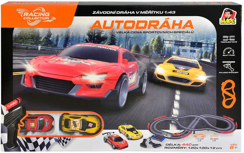 Autodráha Racing Collection 4,4m 2 sportovní auta na adaptér / na baterie Světlo