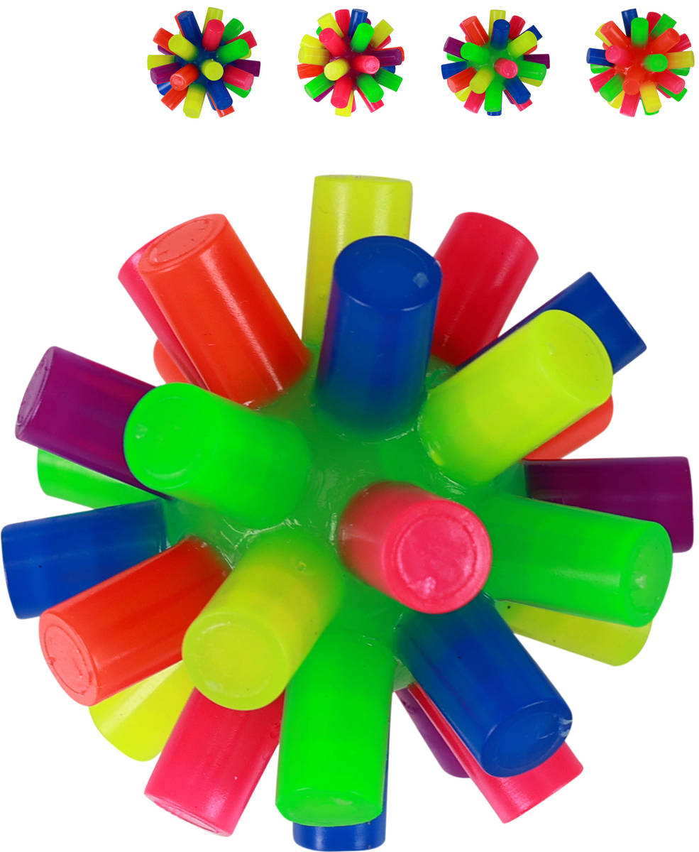 Fotografie Míček skákací se soft ostny barevný s bodlinkami na baterie 4 barvy Světlo