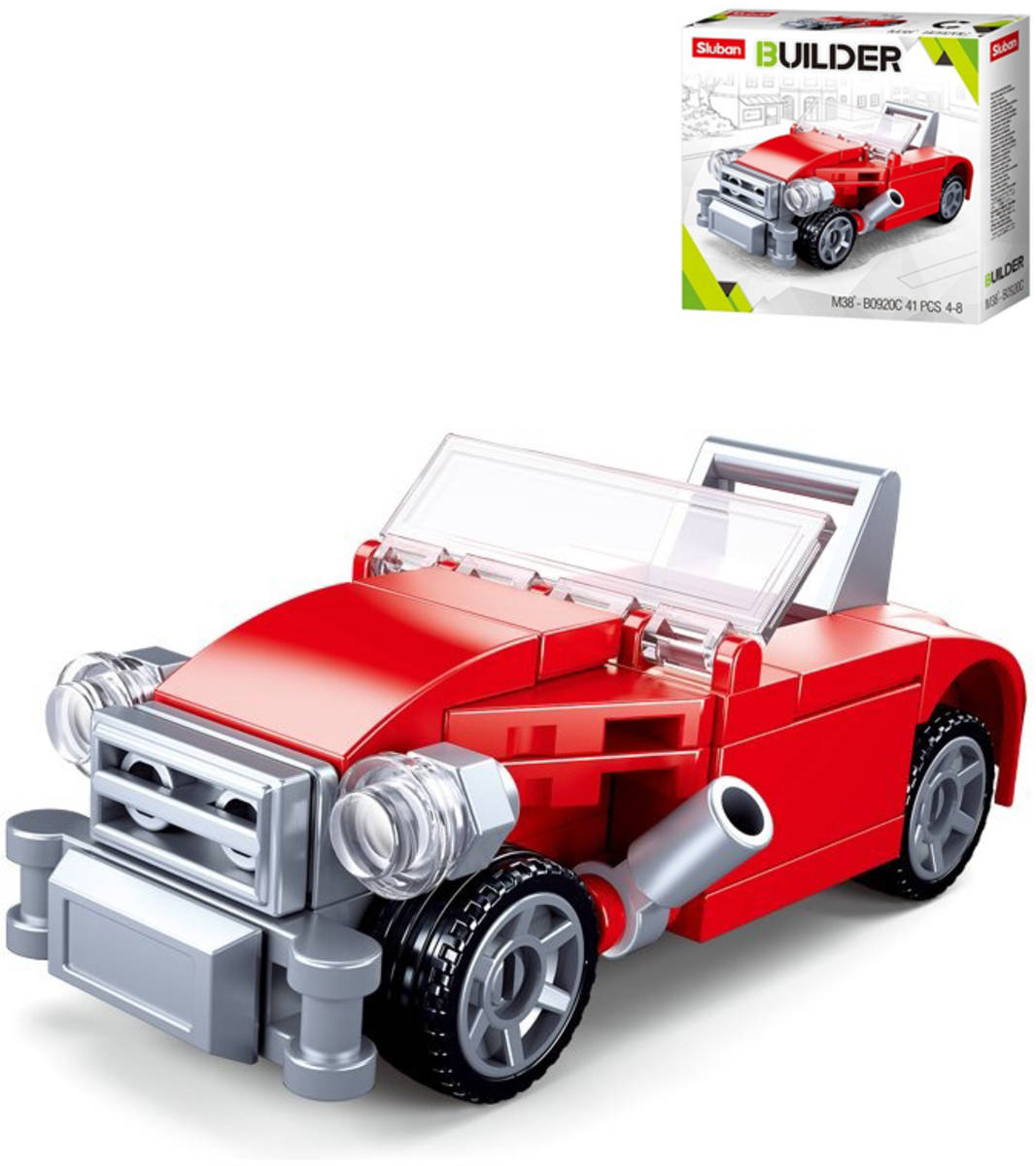 SLUBAN Builder Červený kabriolet auto 41 dílků STAVEBNICE