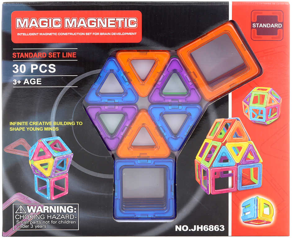 Stavebnice magnetická skládačka set 30 dílků v krabici
