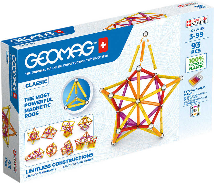 GEOMAG Classic oranžová 93 dílků Eko magnetická STAVEBNICE