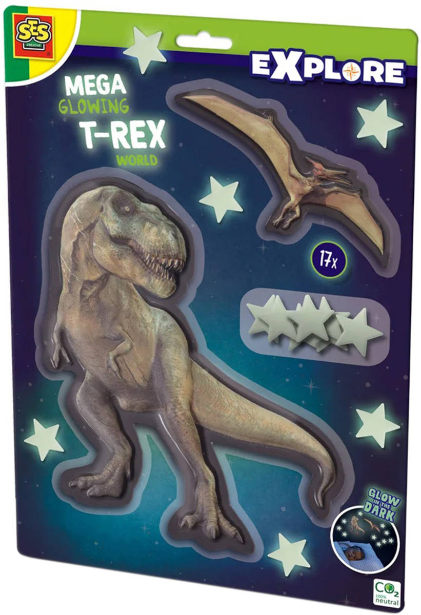 Fotografie SES CREATIVE Explore Dinosauři s hvězdami nástěnná dekorace ve tmě svítící