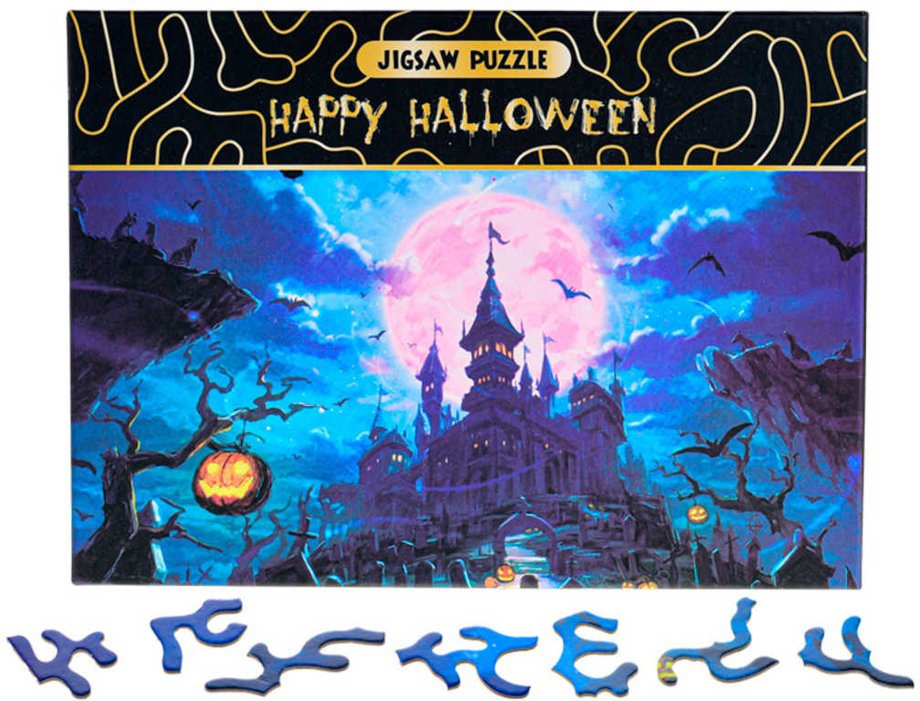 PUZZLE Happy Halloween Strašidelný zámek 75x50cm 468 dílků skládačka v krabici