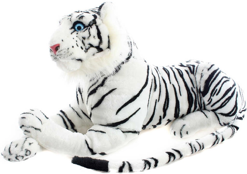 Fotografie PLYŠ Tygr bílý ležící 70cm *PLYŠOVÉ HRAČKY*