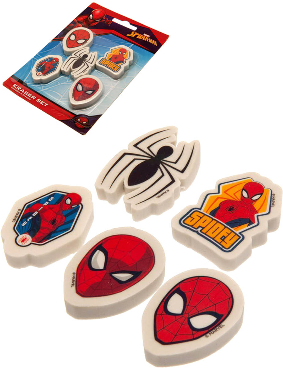 Fotografie Guma mazací tvarovaná Spiderman set 5ks dětské školní potřeby na kartě