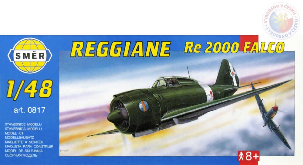 Fotografie Model Reggiane RE 2000 Falco 1:48 16,1x22cm v krabici 31x13,5x3,5cm
