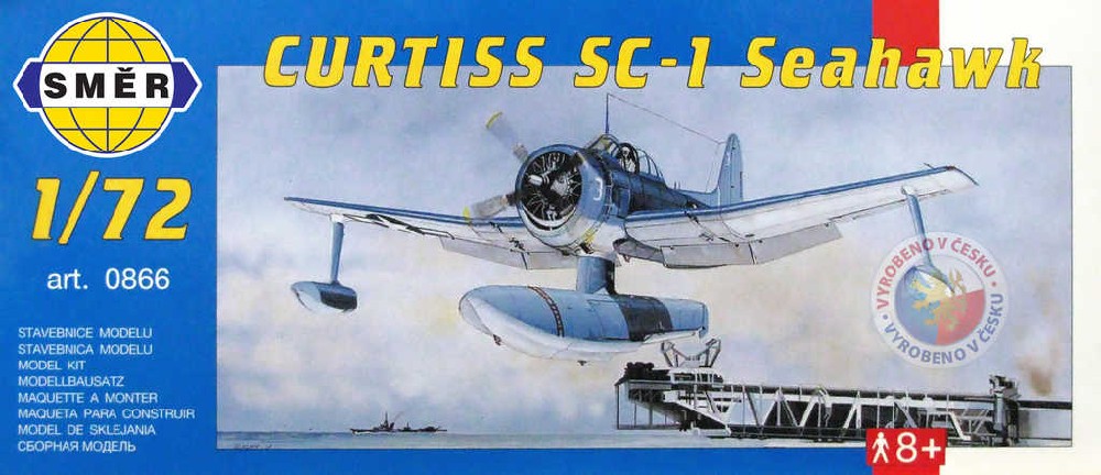 Fotografie Model Curtiss SC-1 Seahawk 15,5x17,3cm v krabici 31x13,5x3,5cm